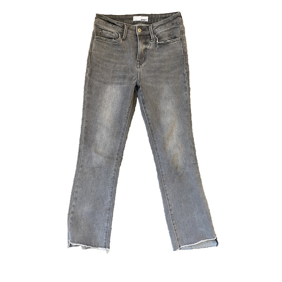 Vervet Jeans Womens Size 25 Gray Distressed Wash High Rise Crop Flare Raw Hem - Picture 1 of 10